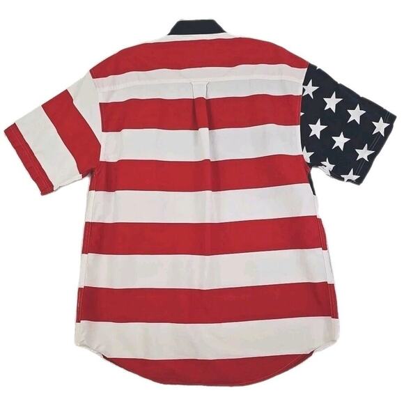 Vntg. American Flag Short Sleeve Buttons Shirt~Mens Size L~Sun River Clothing Co - Picture 3 of 11